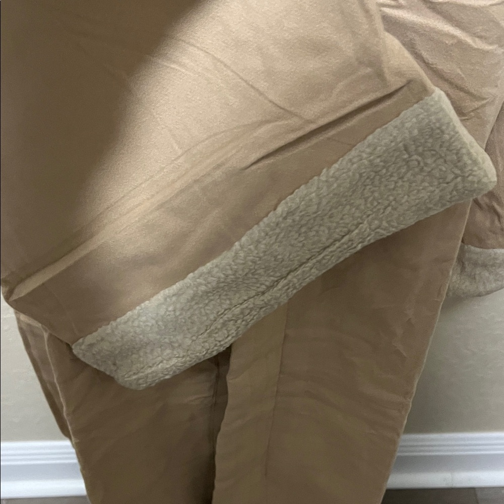 Women's Tan Coat with Shearling Collar - Picture 4 of 7